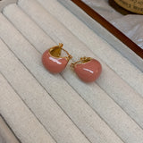 Chunky Enamel Hoop Earrings Simple Japanese / Korean Style Copper 18K Gold Plated Jewelry Trendy Female Gift