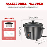 Rice Cooker with Removable Nonstick Pot, Yogurt Maker with Auto Keep Warm Function, Large Capacity 6-cup (cooked) 1.5 Qt, 3-cup (uncook), One Touch Operation Grain Cooker, Multicooker, Stainless Steel Inner Liner, Steamer, Oa