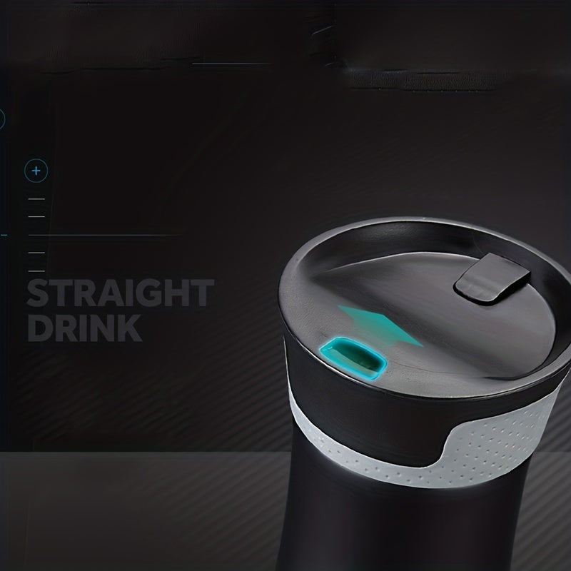 1pc, 304 Stainless Steel, 450ml/15.2oz Vacuum Travel Mug, Thermal Water Cups, Heat Insulation Drinking Cups