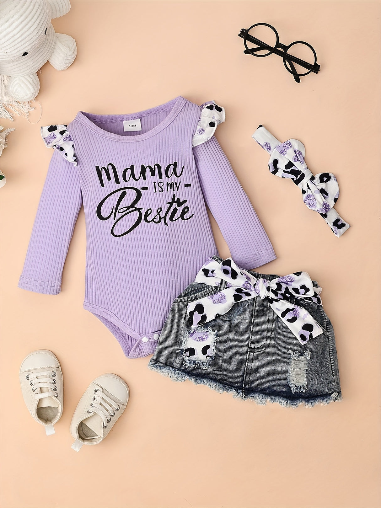 Baby Girl Clothes Newborn long Sleeve Ruffle Romper Short Jeans Pants Leporad Infant Outfits 3pcs 0-18 Months
