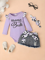 Baby Girl Clothes Newborn long Sleeve Ruffle Romper Short Jeans Pants Leporad Infant Outfits 3pcs 0-18 Months