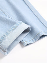 Men'S Slim Fit Letter & Heart Embroidered Ripped Jeans for men