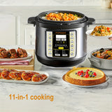6 qt 11-in-1 Instant Multi Cooker - Electric Pressure Cooker with Advanced Safer Venting Design, Rice Cooker, Soup Maker, Pizza Oven, Fried Meat Stew Cooker, Rice Cake Porridge Slow Cooker, 1000W Stainless Steel with Easy One