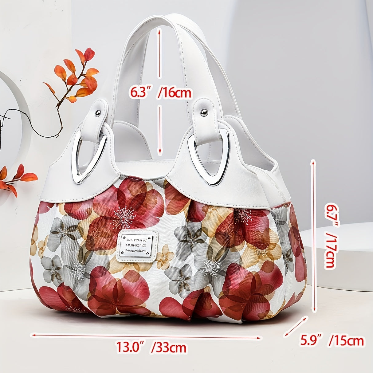 Flower Pattern Top Handle Large Capacity Tote Bag, PU Leather Textured Shoulder Bag, Casual Versatile Commuter Bag - For Women - Stylish & Spacious - Perfect for Work, Shopping & Travel - Ideal Gift for Fashionistas