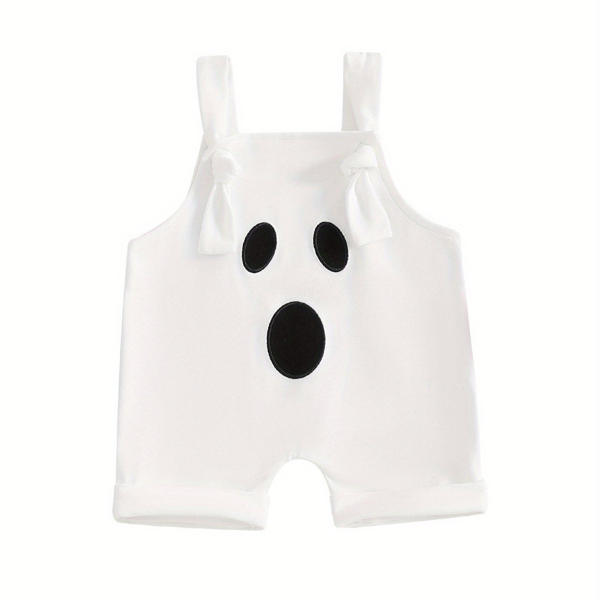 Baby Toddler Boys Girls Halloween Overalls Sleeveless Square Neck Pumpkin/Ghost Face Embroidery Rompers Newborn Jumpsuits