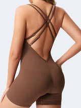 [For Women Scrunch Butt Romper] Workout Backless Jumpsuits Scrunch Butt Form Romper Bodysuits For Women Shorts Body Shaper