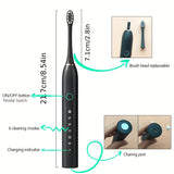 Electric Toothbrush With 6 Modes And A Smart Timer, Suitable For Both Men And Women, Rechargeable USB Electric Toothbrush, Whitening Oral Hygiene, 4/8 Replacement Heads, Sensitive Gums And Teeth Special Soft Toothbrush