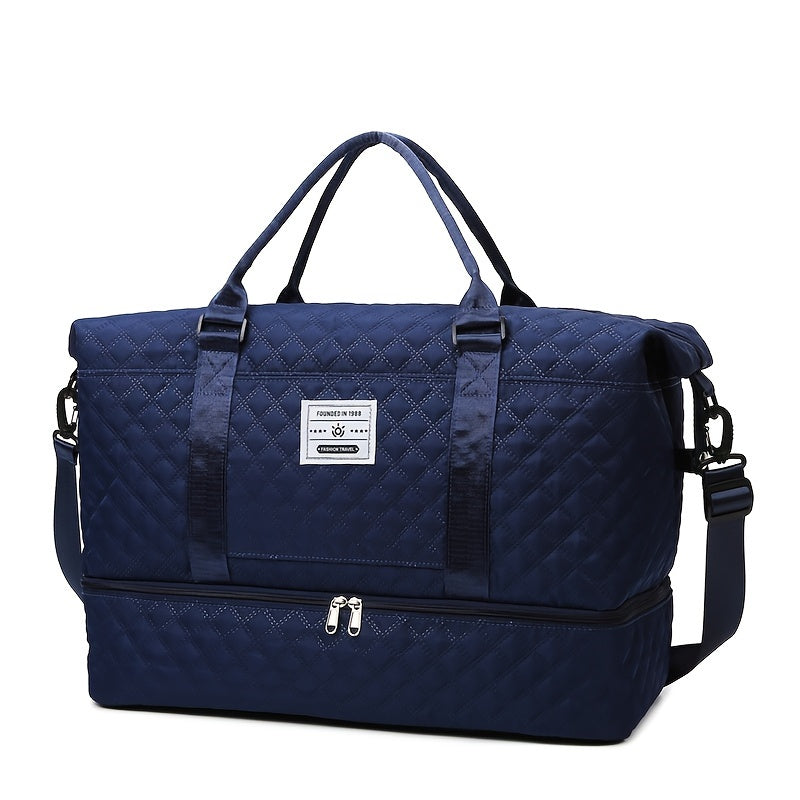Large Capacity Travel Duffel Bag in Oxford Fabric, Portable Sports Gym Storage Bag, Weekend Overnight Bag for Women