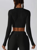 Womens Long Sleeve Shirts Ribbed Crop Tops Workout Slim Fit Crew Neck Stretchy Fitted Tee