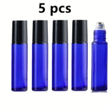 5/10pcs Essential Oil Roller Bottles, 10ml Amber Glass Roller Bottles With Stainless Steel Roller Balls And Caps For Travel, Perfume And Lip Gloss