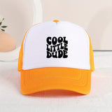 Casual Trendy "COOL LITTLE DUDE" Mesh Stitching Cap, Sun Protection Comfortable Breathable Cap For Summer Holiday Outdoor Traveling Boys And Girls Accessories