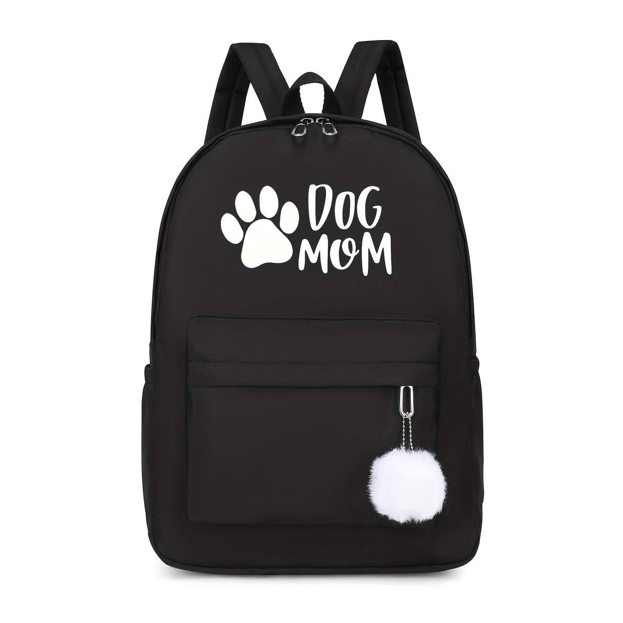 Cute Bear Paw Print Backpack, Backpack with Side Pocket, Can Put Bottle Umbrella, Casual School Bag, Suitable for Youth Men And Women Commuting, Library And Outdoor Activities, Comes with Cute Small Ball Pendant