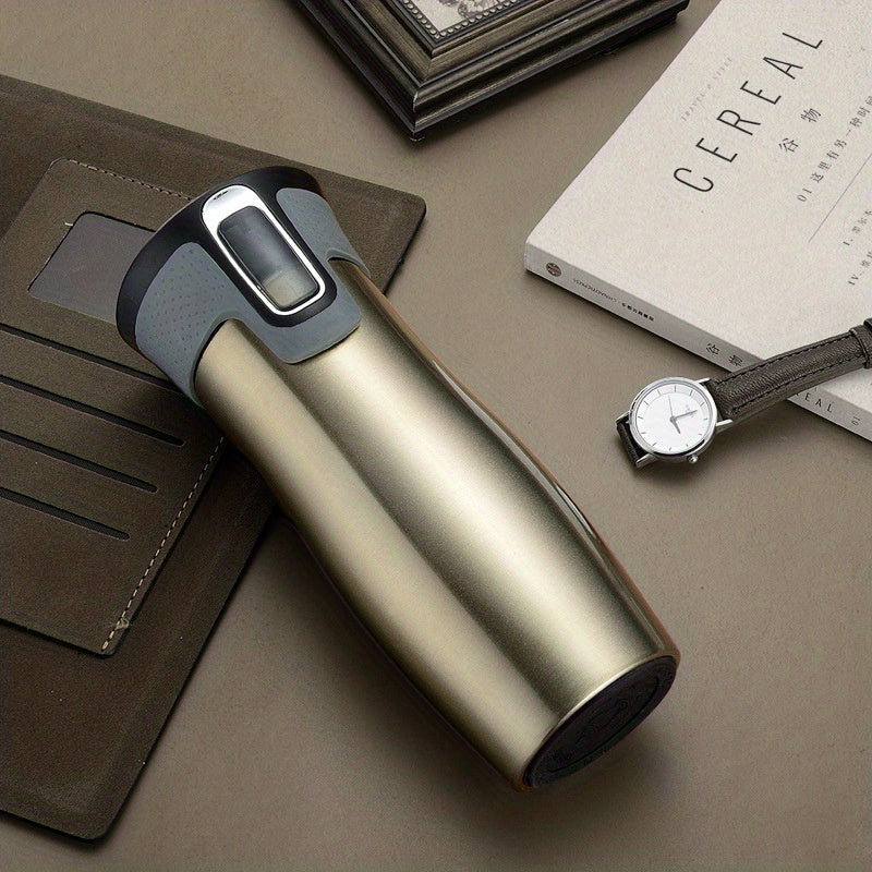 1pc, 304 Stainless Steel, 450ml/15.2oz Vacuum Travel Mug, Thermal Water Cups, Heat Insulation Drinking Cups