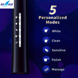 Seago Water Flosser with Rechargeable Electric Toothbrush Adults Sonic Tooth Brush 8 Pieces Brush Heads Oral Dental Irrigator 5 Nozzle Tips White Black Home Gift