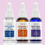 Seffralls Hyaluronic Acid VC Essence Set 1.01oz*3pcs with Vitamin-C Vitamin-A and Hyaluronic Acid Serum for Glistening, Firming Hydrating Dry Skin Serum for Firm Gift Festival Travel Set
