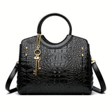 Premium Luxury Crocodile Pattern Handbag - Timeless Vintage Satchel for Women - Stylish Top Handle, Versatile Shoulder & Crossbody Bag - A Fashion Must-Have for Daily Wear