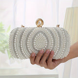 Elegant Striped Fabric Clutch Bag with Beaded Embellishment - Adjustable Strap, Lining, Buckle Closure - Perfect for Wedding Party, Prom, Formal Evening Events