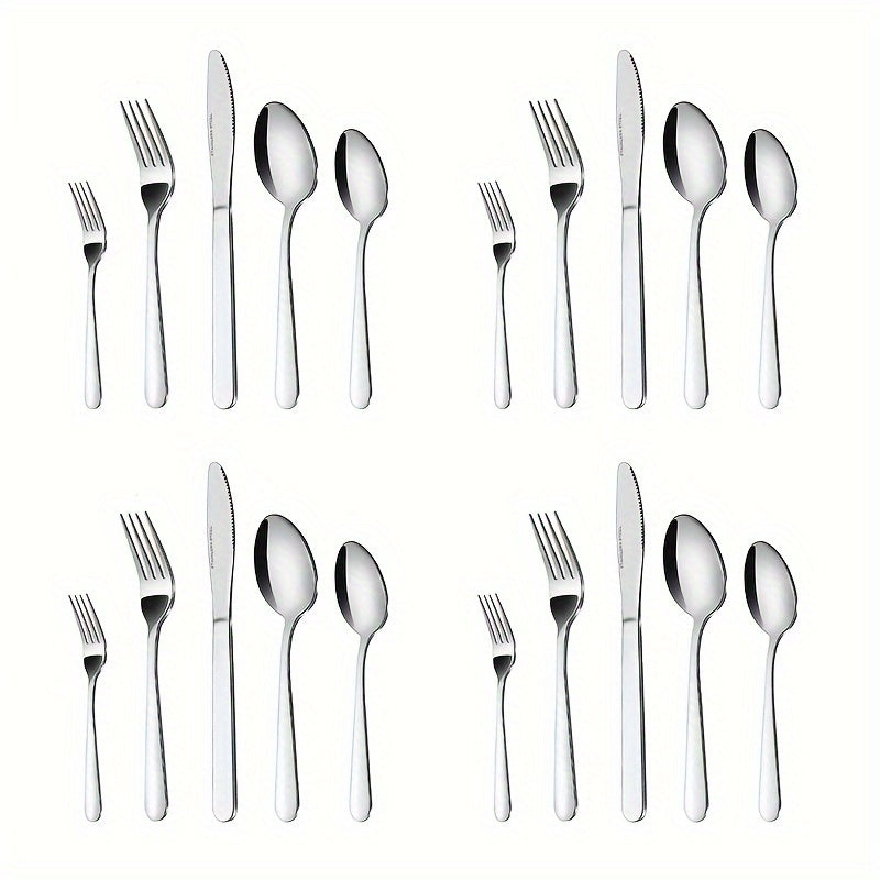 40/60pcs Stainless Steel Silverware Set, Western Food Utensils, Dinner, Supplies Including Knives, Forks, Spoons, Restaurants, Hotels, Family Birthday, Wedding, Outdoor Events, Independence Day, Christmas Party Gifts, Can Be