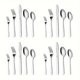40/60pcs Stainless Steel Silverware Set, Western Food Utensils, Dinner, Supplies Including Knives, Forks, Spoons, Restaurants, Hotels, Family Birthday, Wedding, Outdoor Events, Independence Day, Christmas Party Gifts, Can Be