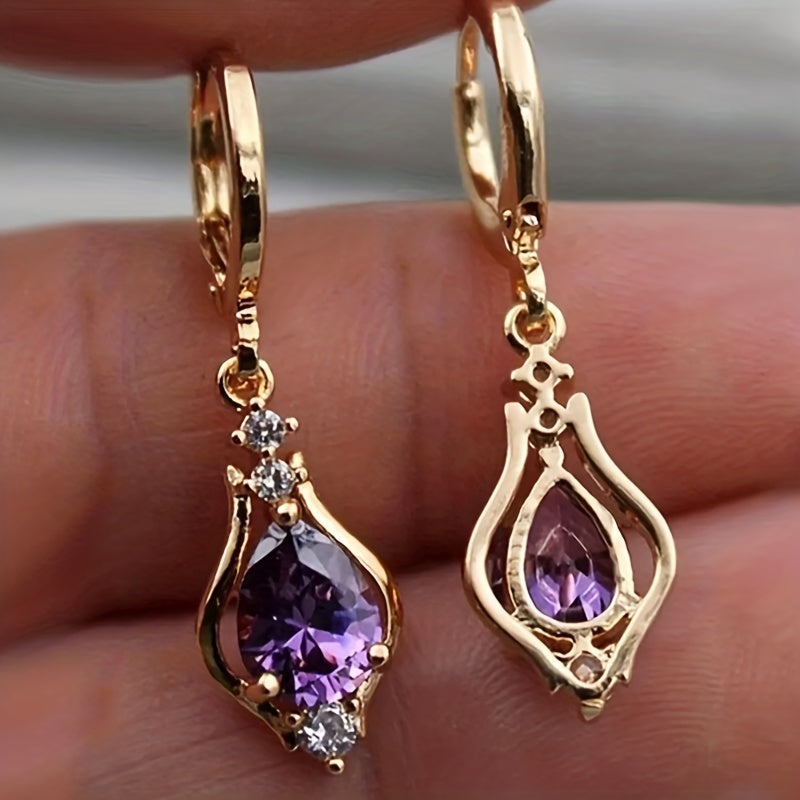 Multicolor Teardrop Shape zirconia Drop Dangle Earrings For Women Fine Jewelry