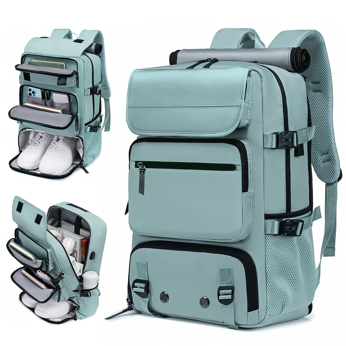 1pc Large Capacity Waterproof Laptop Backpack For Travel And College, Men's And Women's Travel Backpack With Shoe Bag, Multifunctional Lightweight Outdoor Hiking And Camping Backpack, Holiday Travel Party Gift, School Bag, Ea