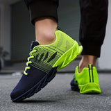Men's Trendy Knitted Breathable Lightweight Shock-Absorbing Comfy Running Shoes, Spring And Summer