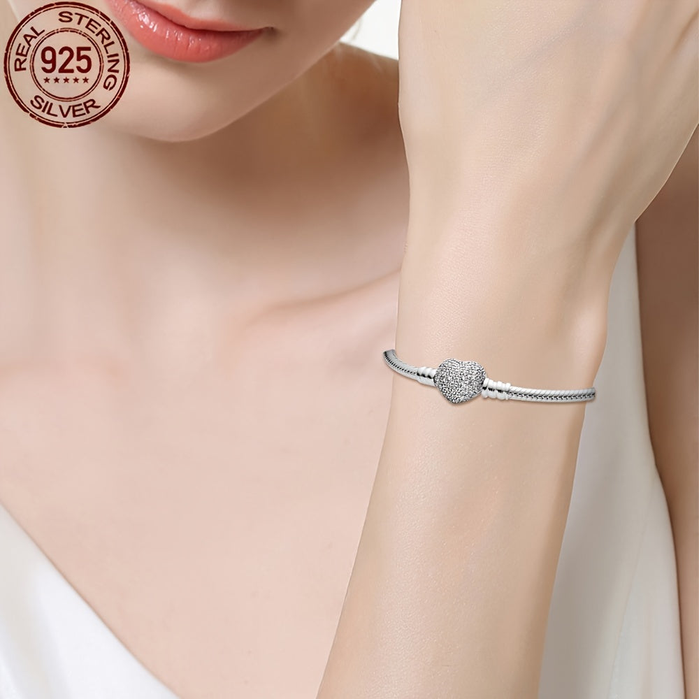 925 Silver Everlasting Heart Bracelet Fit Charm Bead DIY Bracelets Women Jewelry For women Gift Silver Gram Weighs 0.35 oz