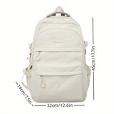 New Fashionable Large-capacity Backpack, Unisex Casual Trend Backpack, Simple Solid Color Versatile School Bag