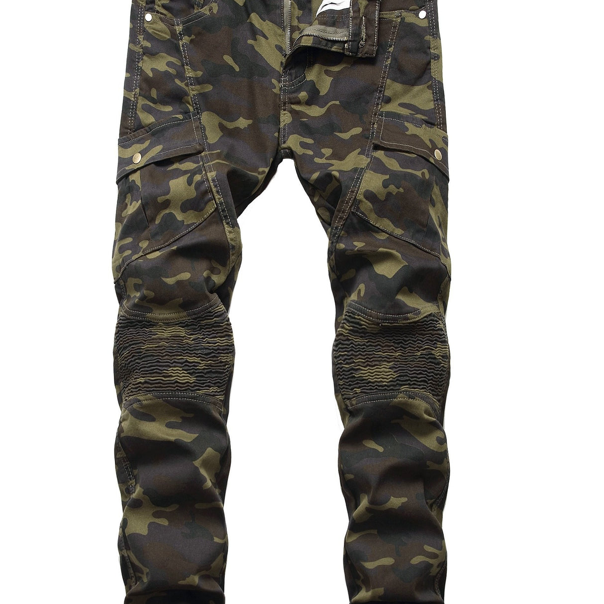 Men's Slim Fit Stretch Jeans Distressed Straight Leg Denim Pants, Fashion Biker Jeans Ripped Skinny Jeans for Men Camouflage Cargo Pants