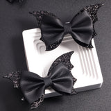 2pcs, Delicate Gothic Punk Bat Wings Design Hair Bows, Girls Halloween Style Casual Leisure Hair Accessories, Gift Photo Props