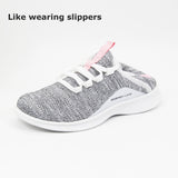 Women's Casual Slip-on Sneakers, Lightweight Lace Up Running Shoes, Knitted Low Top Sneakers