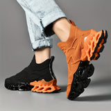 [Trendy Blade Sneakers for Men] Men's Color Block Trendy Blade Sneakers, Breathable Shock Absorption Running Shoes, Non Slip Sneakers For Gym Jogging Tennis 2023 New
