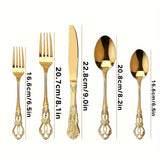20/30pcs Vintage Baroque Style  Silverware Set, Elegant Dinnerware for Weddings, Restaurants, and Home Dining