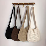 Trendy Literary Crochet Hobo Bag - Hollow Out Knitted, Crossbody, Stylish, Fashionable, and Spacious Handbag for Women