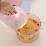 Love Heart Pink Borosilicate Glass Stockpot with Ergonomic Dual Handles, Transparent Multi-use Stew Pot with Safety Lid - Nutrient-Retaining Cooking Pot, 50.72oz - Trendy Kitchenware