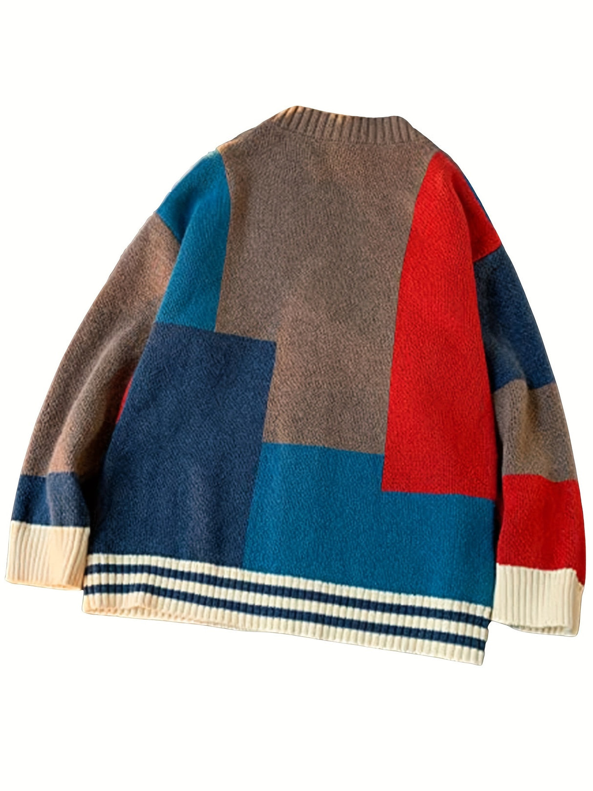 Spring & Autumn Color Spliced Knit Cardigan Sweater for Men & Women - V-Neck Casual Sweater