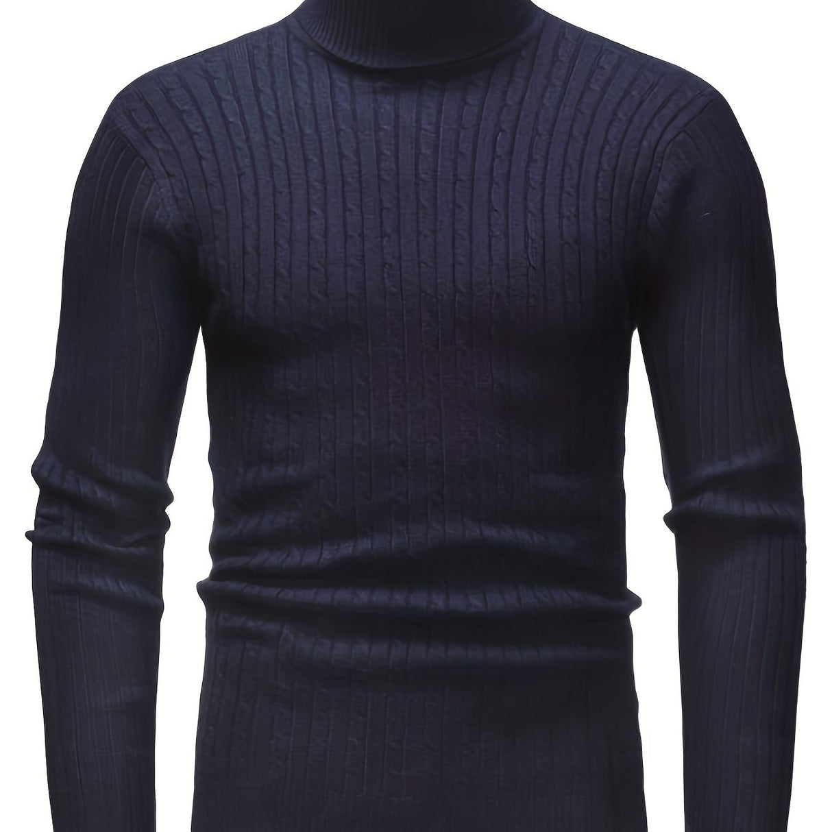 All Match Knitted Solid Sweater, Men's Casual Warm High Stretch Turtleneck Pullover Sweater For Men Fall Winter, Old Money Style