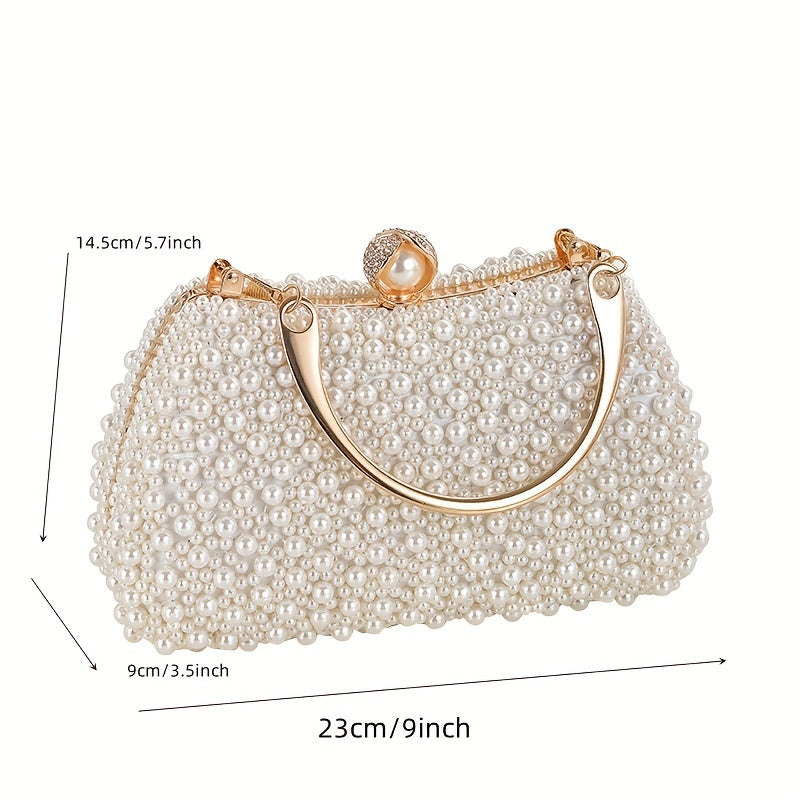 Luxurious Pearlized Evening Clutch Bag - Clutches with Chain Strap, Crossbody & Handheld Style for Women, Perfect for Parties, Banquets, Prom, and Formal Events - Versatile Mini Purse with Elegant Design and Sophisticated Loo