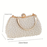 Luxurious Pearlized Evening Clutch Bag - Clutches with Chain Strap, Crossbody & Handheld Style for Women, Perfect for Parties, Banquets, Prom, and Formal Events - Versatile Mini Purse with Elegant Design and Sophisticated Loo