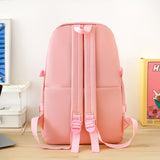 5pcs LANSHIYA Canvas Backpack Set - Solid Color, Casual Travel & School Bag with Messenger Bag, Large Capacity, Zipper Closure, Polyester Lining, Hand Wash/Dry Clean Care