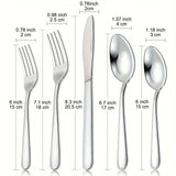 40/60pcs Stainless Steel Silverware Set, Western Food Utensils, Dinner, Supplies Including Knives, Forks, Spoons, Restaurants, Hotels, Family Birthday, Wedding, Outdoor Events, Independence Day, Christmas Party Gifts, Can Be