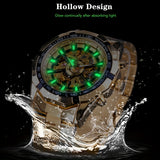 Forsining Stainless Steel Business Men's Automatic Mechanical Watches, Fashion Luminous Hollow Sport Wrist Watch, Ideal choice for Gifts