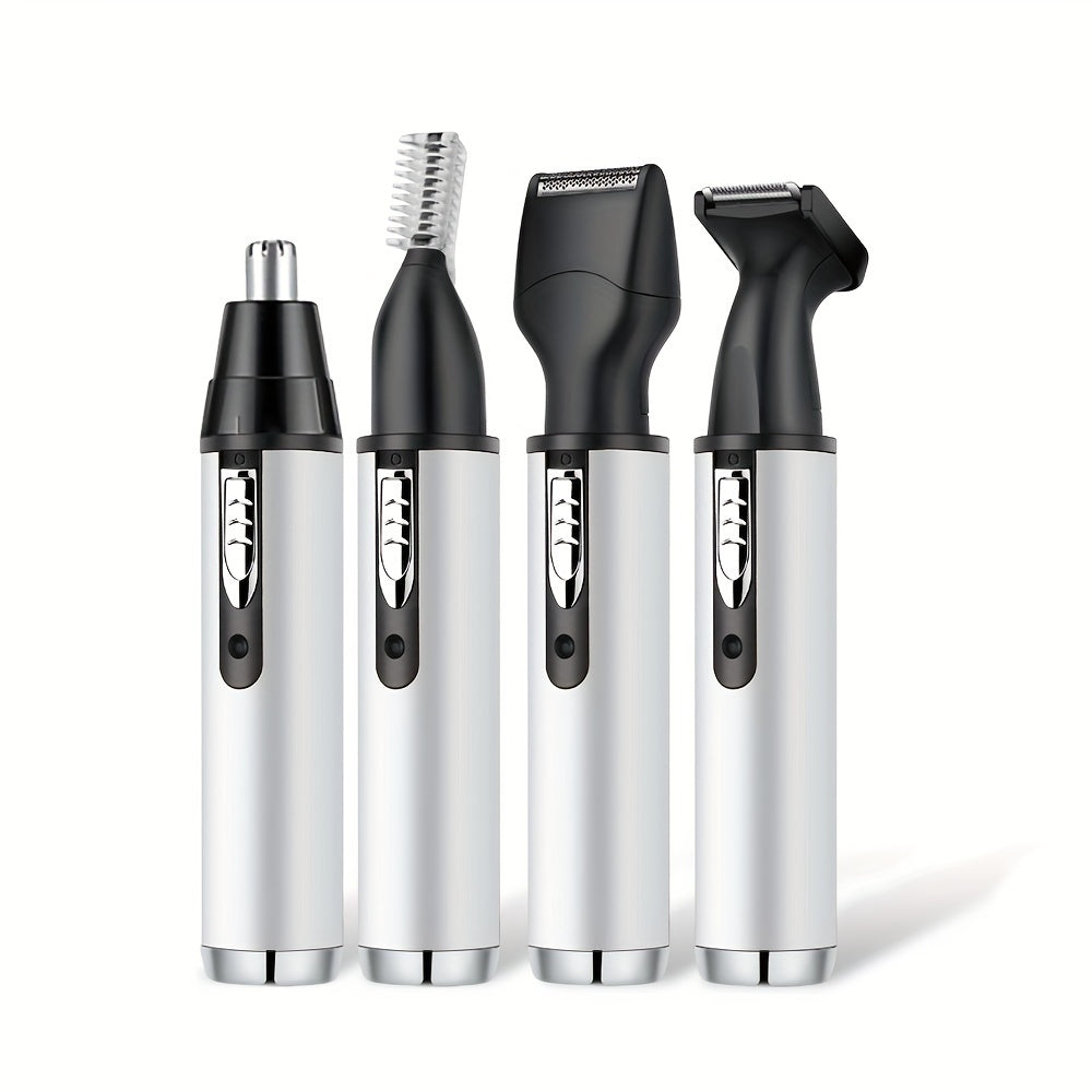 4-in-1 Multi-Functional Electric Shaver - Electric Razor with USB Rechargeable, Aluminum Body, Sideburns Trimmer, Eyebrow Trimmer, Nose Hair Trimmer, Base and Advanced Cordless Design for Easy Use