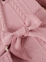 New Spring and Autumn Children's Plain Color Trendy Flying Sleeve Long Sleeve Water Drop Buckle Straight Dress + Belt + Bag