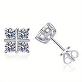 925 Sterling Silver Moissanite Stud Earrings Geometric Rhombus For Men Women Couple Jewelry  Holiday Birthday Anniversary Mother's Day Gift