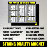 90 Food Reference Guide Air Fryer Cheat Sheet Magnets - Extra Large, Easy-to-Read, Magnetic Cooking Time Chart and Kitchen Gadget - Perfect for Beginners and Busy Home Cooks - Gray