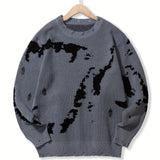 All Match Knitted Sweater, Men's Casual Warm Slightly Stretch Crew Neck Pullover Sweater For Men Fall Winter