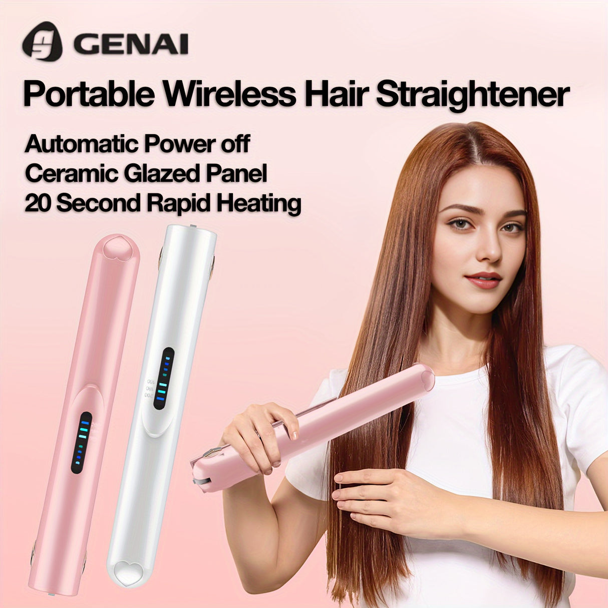 1pc Portable Wireless Hair Straightener, Mini USB Charging Clamp Bangs, 2500mAh Battery Capacity, Ceramic Glaze Coating Perm Does Not Hurt Hair, Curling And Straightening Dual-purpose Small Hair Straightener