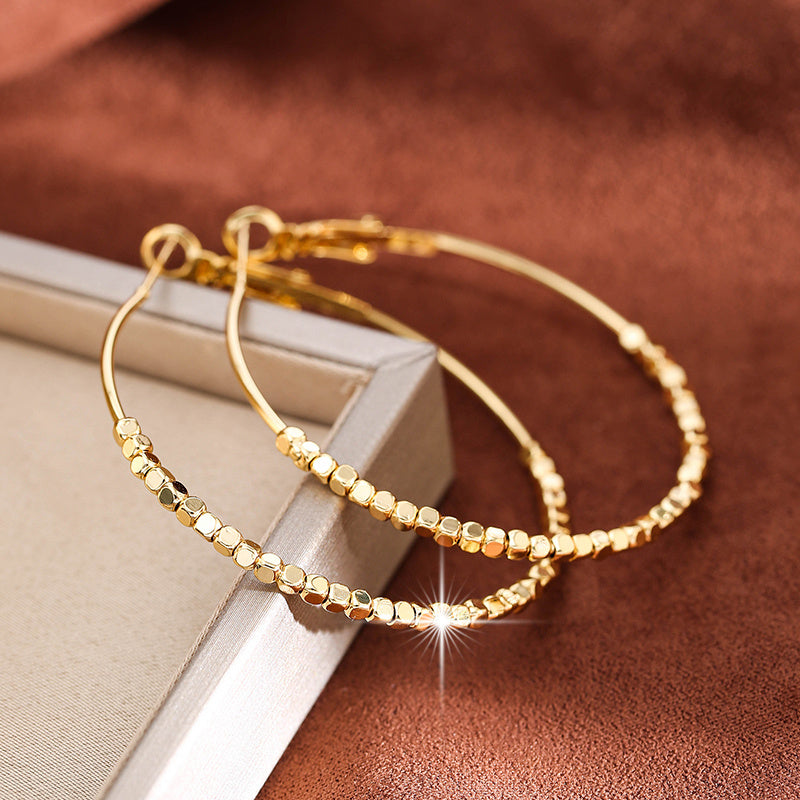 Cubic Beads Hoop Earrings Exaggerated Jewelry Accessories For Women Elegant Ear Jewelry