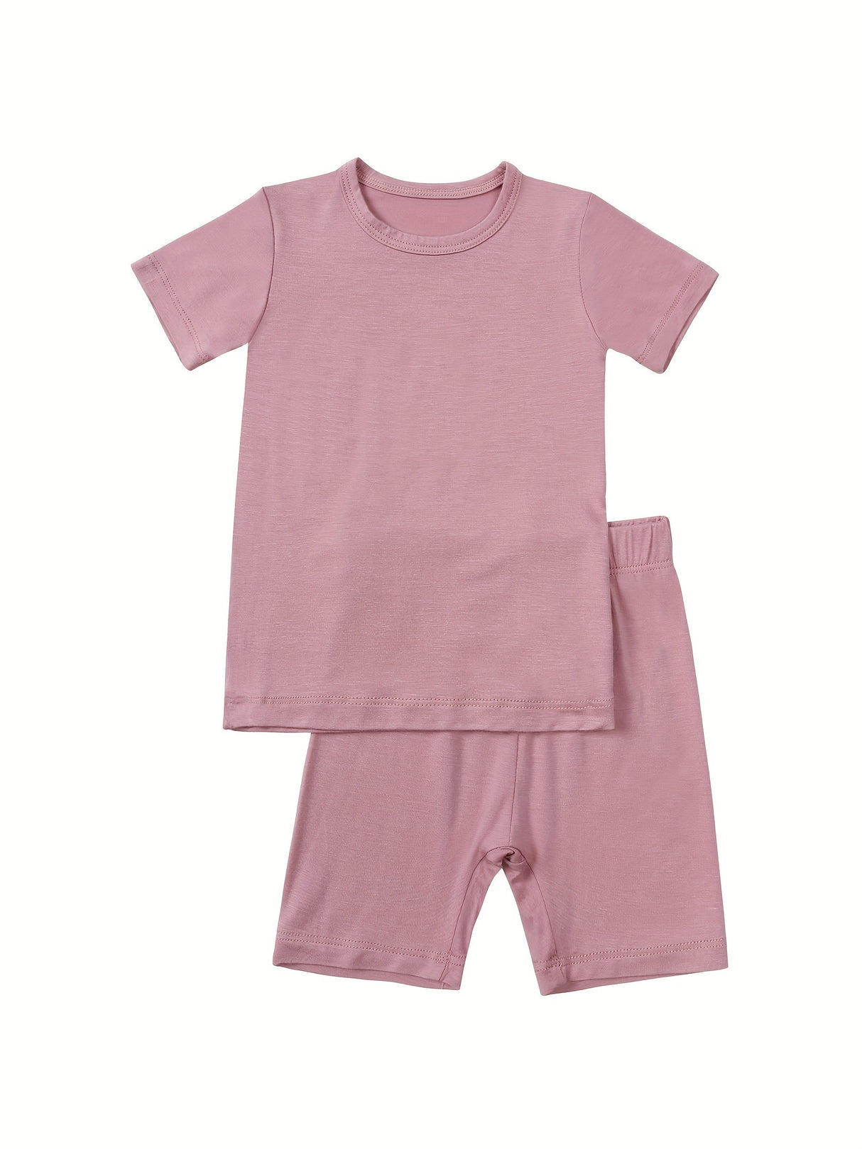 Baby 2 Pcs Bamboo Fiber Outfits Toddler Boys Girls Clothes Infant Short Sleeve T-Shirt + Elastic Waist Shorts Set